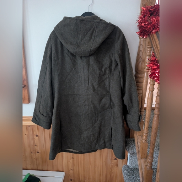 J. Crew Forrest Green‎ Wool Thinsulate Hooded Duffle Toggle Coat Size Large - Picture 9 of 11
